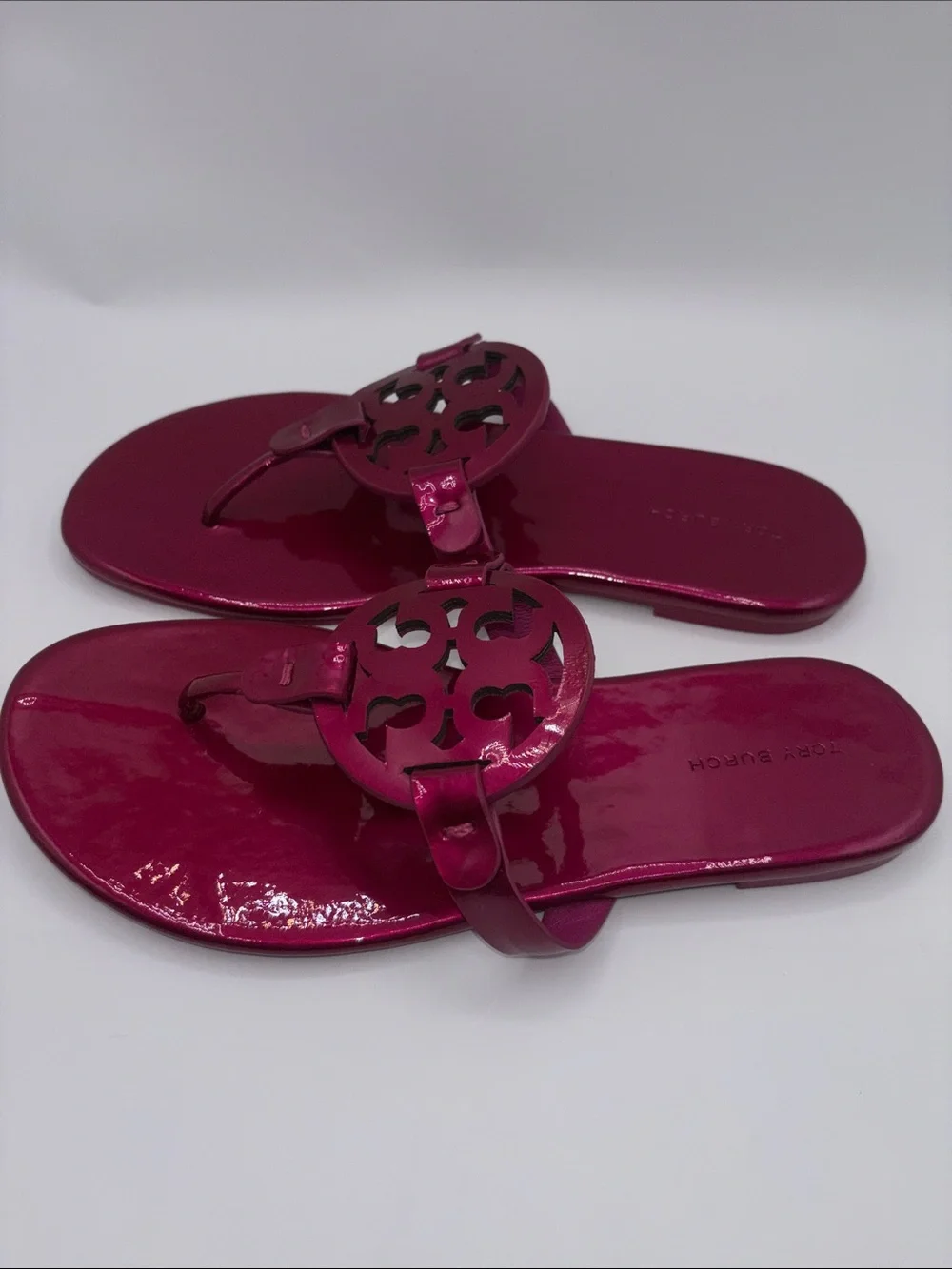 Tory Burch Metallic Fuchsia Miller Thong Sandals